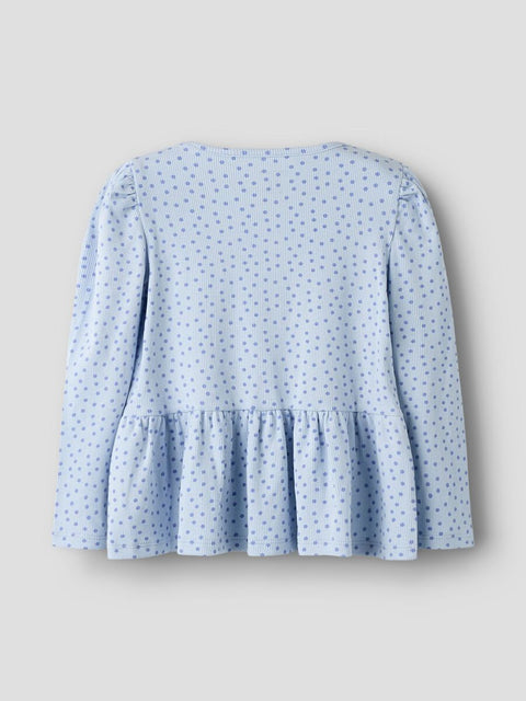 Name it Rip Langarmshirt mit Schößchen Punkte hellblau