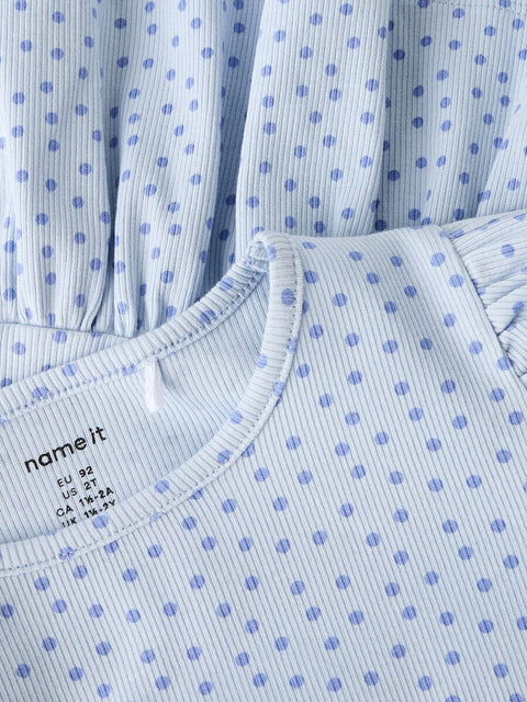 Name it Rip Langarmshirt mit Schößchen Punkte hellblau