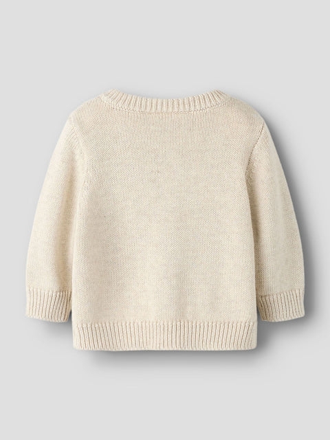 Name it Strickjacke mit Blumen Stickerei beige