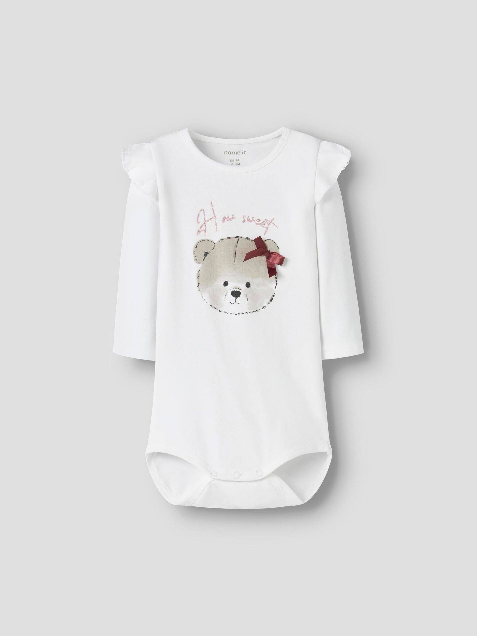 Name it Langarm Body Bärchen weiß