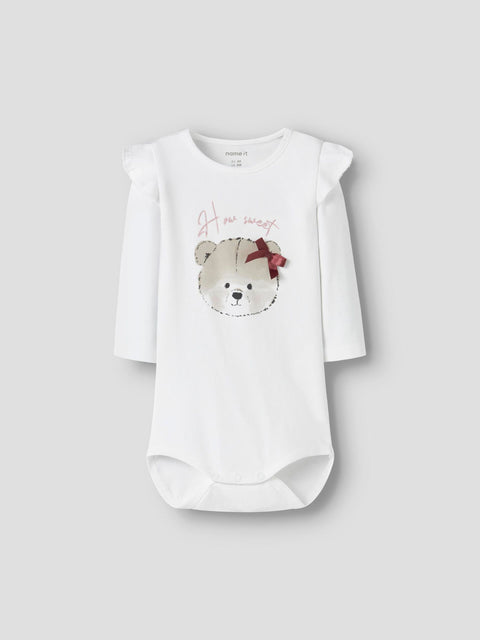 Name it Langarm Body Bärchen weiß
