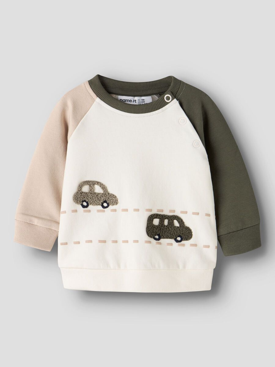Name it Sweatshirt Autos beige/creme/oliv