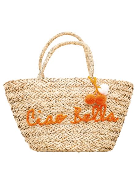 Zwillingsherz Strohtasche "Ciao Bella" orange