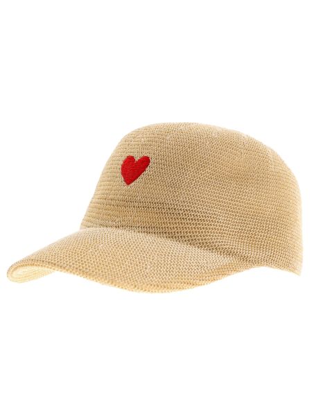 Zwillinsgherz Summer Cap "Herz Stickerei" hellbeige