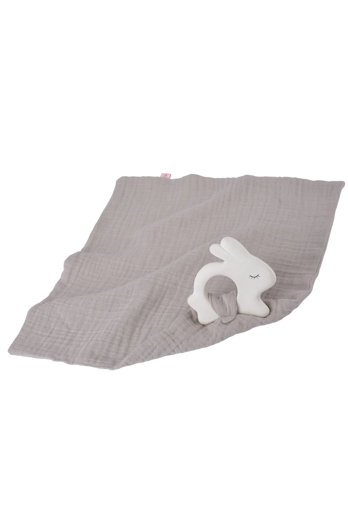 Kikadu Beißring Hase mit Schnuffeltuch silver grey