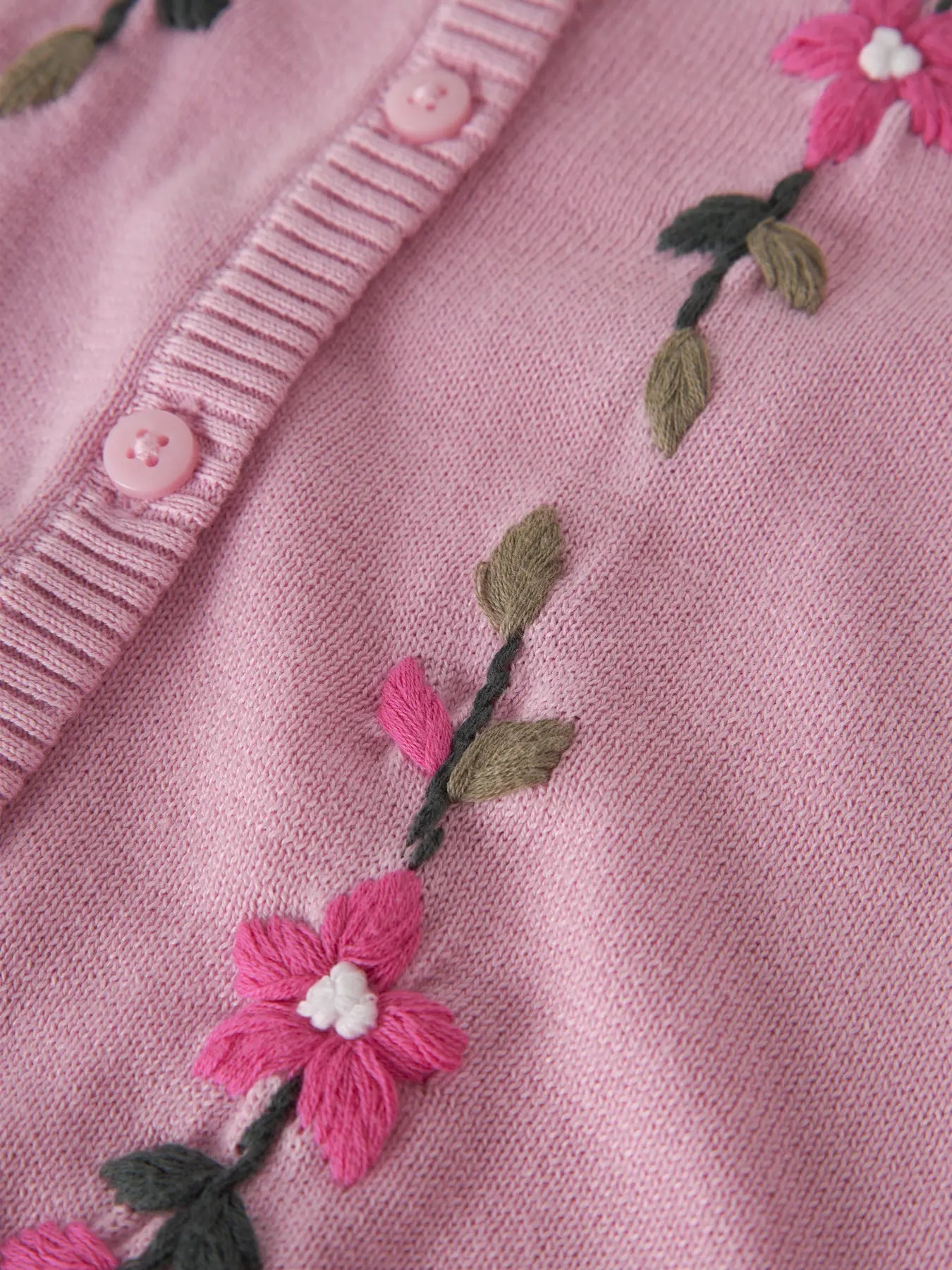Name it Rüschen Strickjacke Blumenranke rosapink