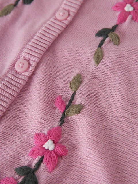 Name it Rüschen Strickjacke Blumenranke rosapink