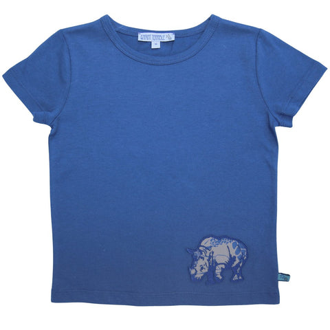 Enfant Terrible T-Shirt mit Nashornapplikation in blue