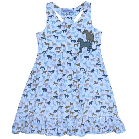 Enfant Terrible Kleid mit Pferdeapplikation und -Alloverdruck in white-jade