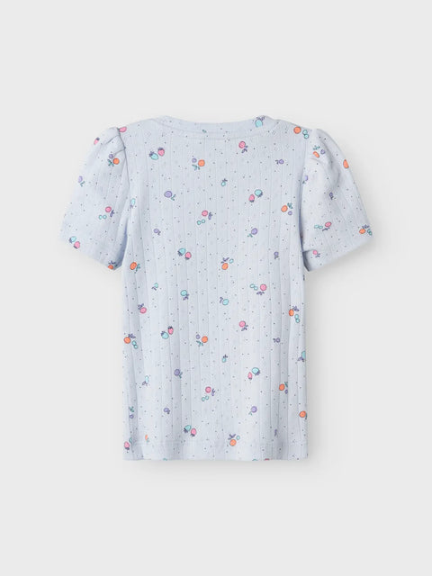 Name it Rib T-Shirt Früchte hellblau