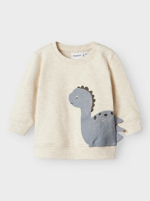 Name it Sweatshirt Dino beige meliert