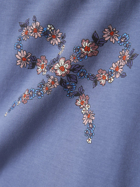 Name it Langarmshirt Blumen Schleife ice blue