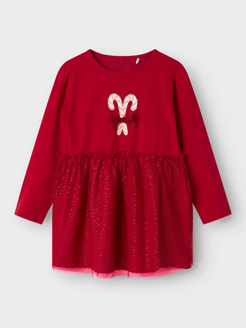 Name it Tüllkleid Zuckerstangen rot