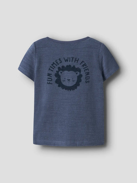 Name it Frottee-Strick T-Shirt Löwe vintage indigo