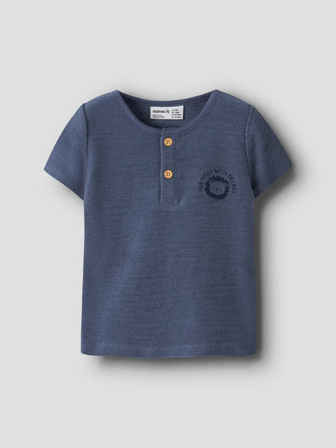 Name it Frottee-Strick T-Shirt Löwe vintage indigo