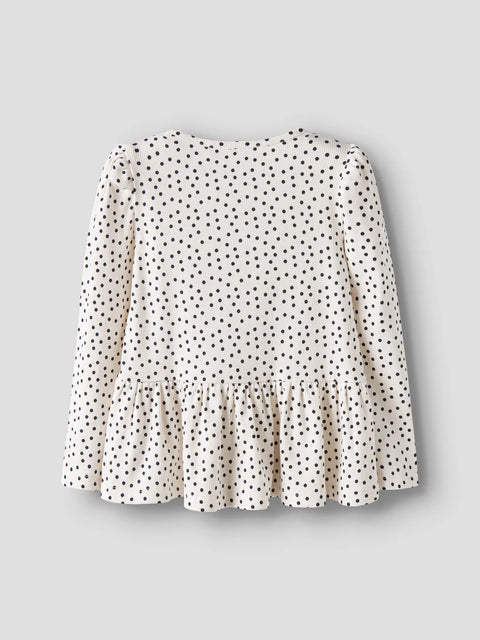 Name it Rip Langarmshirt mit Schößchen Punkte creme