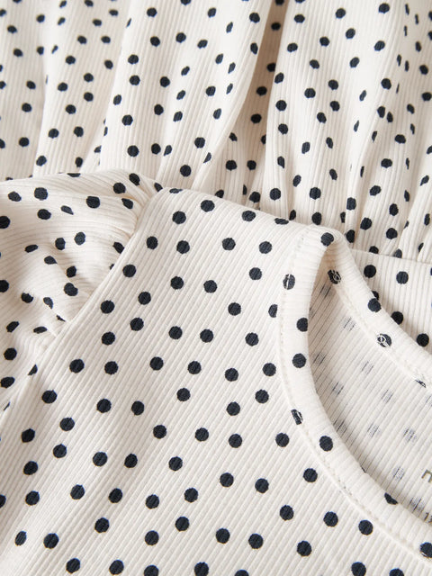 Name it Rip Langarmshirt mit Schößchen Punkte creme