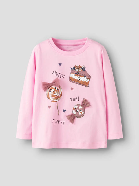 Name it Langarmshirt Sweet Candy zartrosa