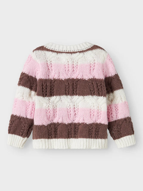 Name it Strickpullover Streifen rosa braun weiß