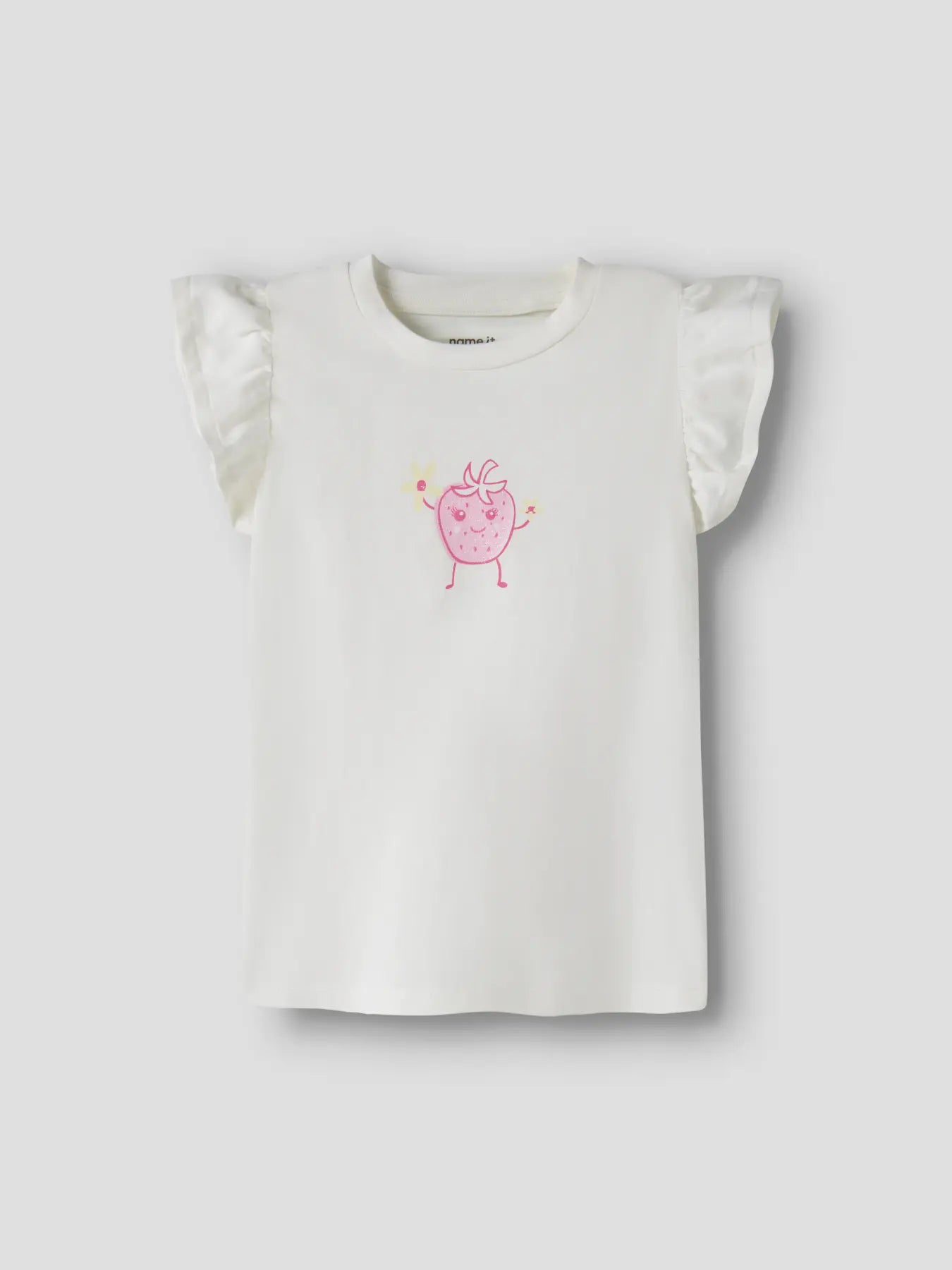 Name it T-Shirt Glitzer Erdbeere cloud dancer