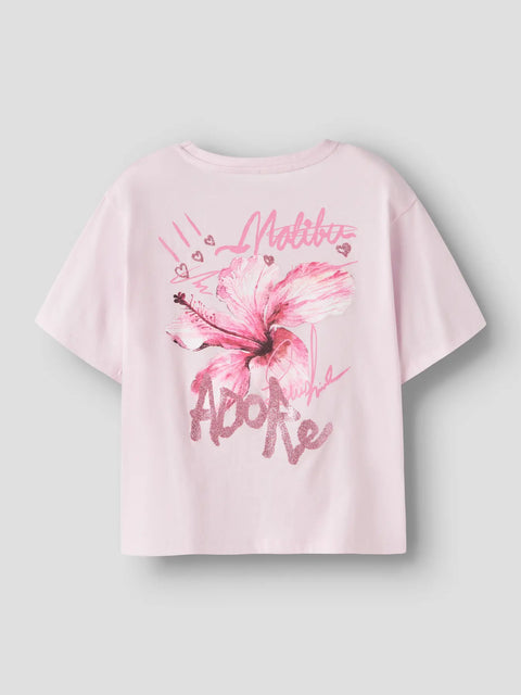 Name it T-Shirt Hibiskus zartrosa