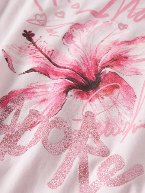 Name it T-Shirt Hibiskus zartrosa