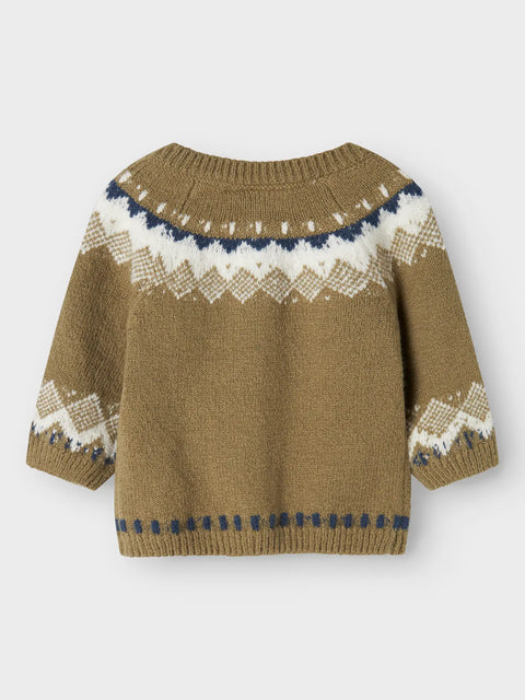 Name it Norweger Strickjacke oliv