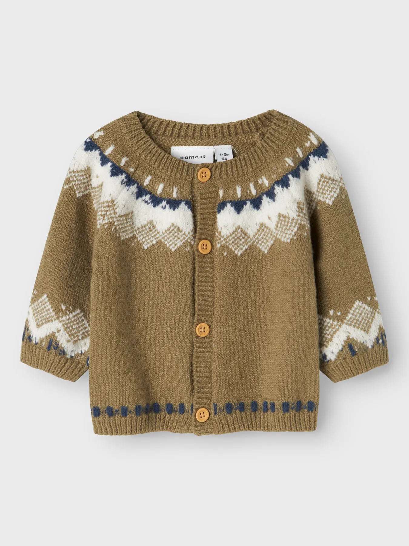 Name it Norweger Strickjacke oliv
