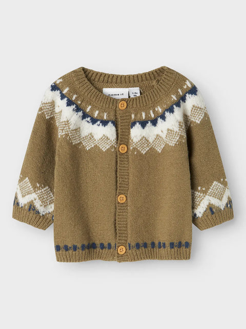 Name it Norweger Strickjacke oliv