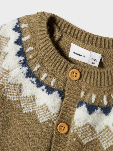 Name it Norweger Strickjacke oliv