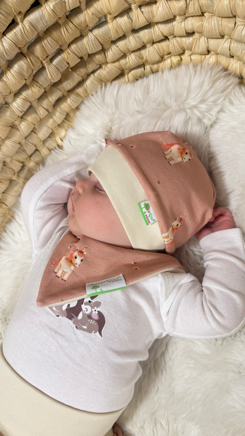 Bündchen Beanie Kleines Träumer Einhorn altrosa