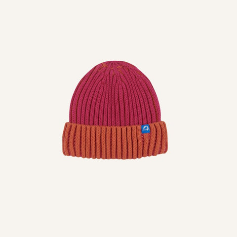 Finkid PIPPALOT Zweifarbiger Strick Beanie raspberry/fox