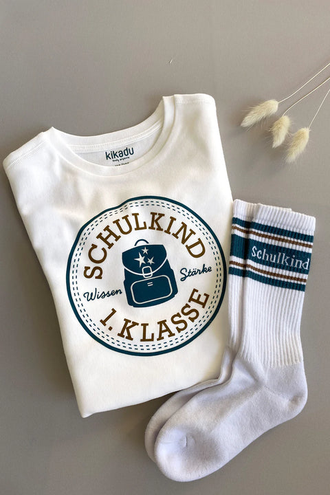 Kikadu Langarmshirt Schulkind petrol