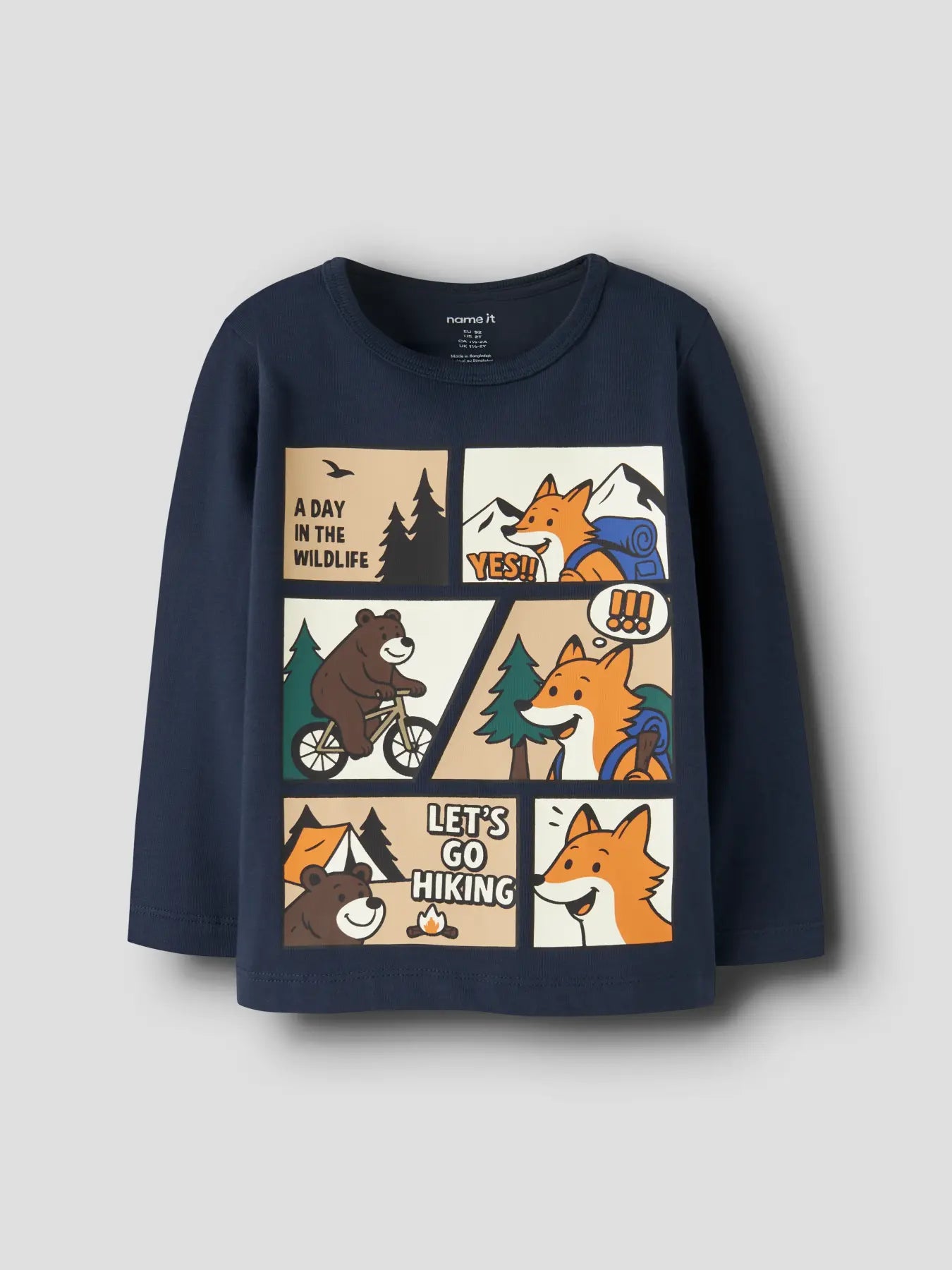 Name it Langarmshirt Comic Fuchs & Bär navy