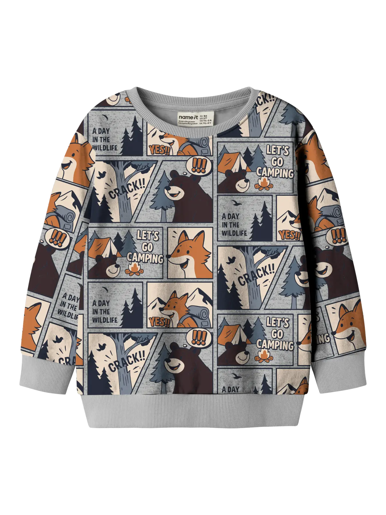 Name it Sweatshirt Comic Fuchs & Bär grau meliert