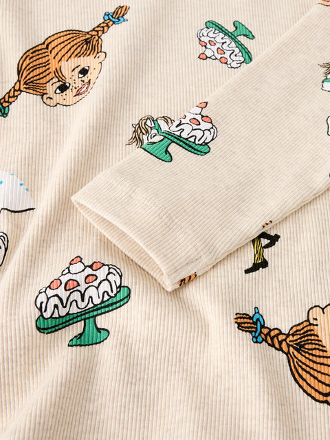 Name it Rib Langarmshirt Pippi Langstrumpf beige meliert