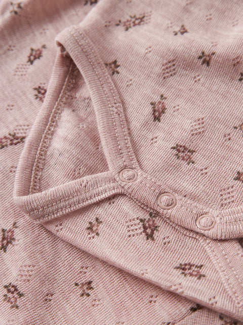 Name it Langarm Merino Body Kleine Blümchen shadow gray