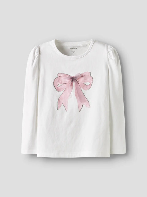 Name it Langarmshirt Schleife weiß