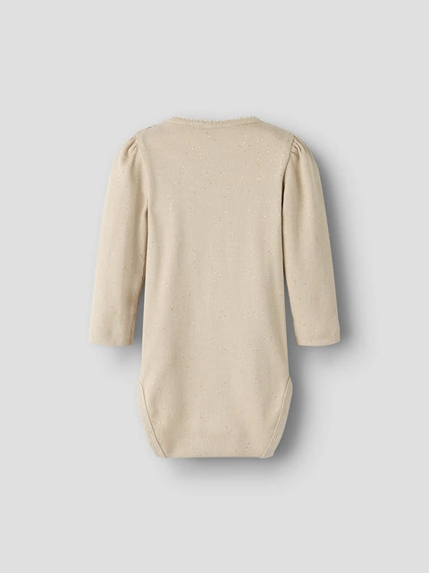 Name it Langarm Glitzer Body beige