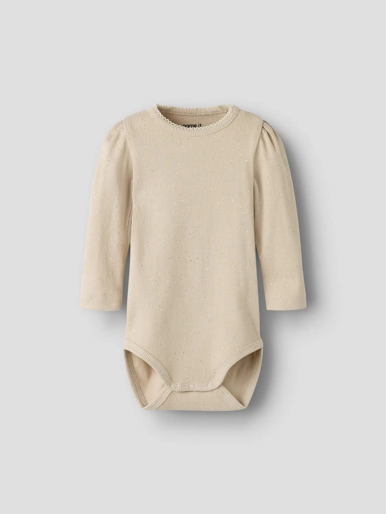 Name it Langarm Glitzer Body beige