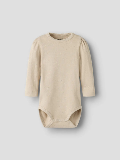 Name it Langarm Glitzer Body beige