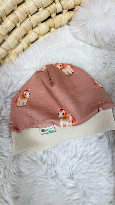 Bündchen Beanie Kleines Träumer Einhorn altrosa