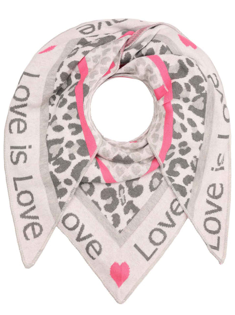 Zwillingsherz Dreieckstuch "Love is Love" grau pink