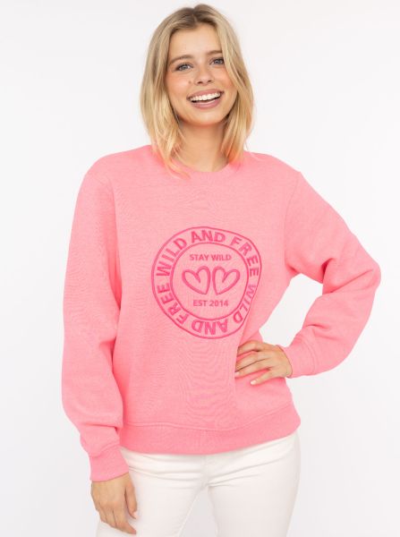 Zwillingsherz Sweater "Wild and Free" pink