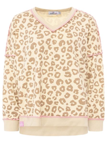 Zwillingsherz V-Neck Sweatshirt "Soft Leo" beige