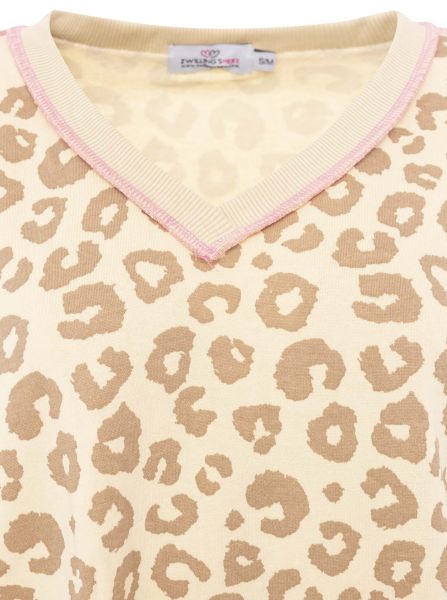 Zwillingsherz V-Neck Sweatshirt "Soft Leo" beige