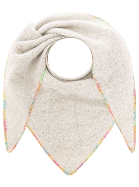 Zwillingsherz Dreieckstuch Teddy "Bunte Kante" hellgrau