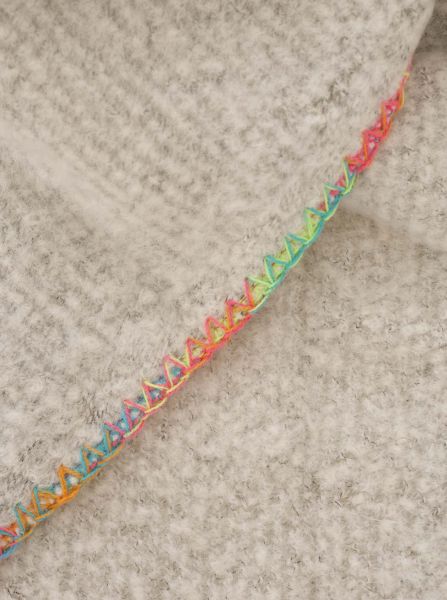 Zwillingsherz Dreieckstuch Teddy "Bunte Kante" hellgrau