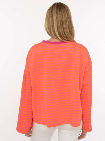 Zwillingsherz OneSize Sweatshirt "Perfectly Imperfect" neonpink gestreift