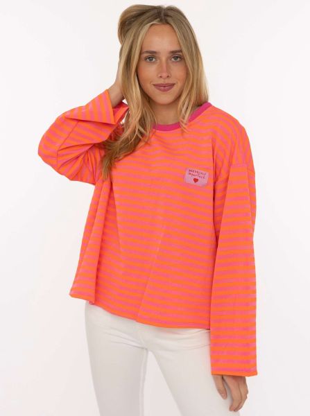 Zwillingsherz OneSize Sweatshirt "Perfectly Imperfect" neonpink gestreift